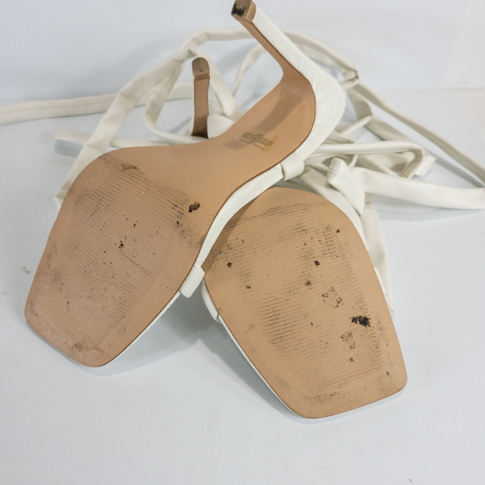 Steve Madden Utilize Tie-up Dress Sandals White -11 - Picture 8 of 8